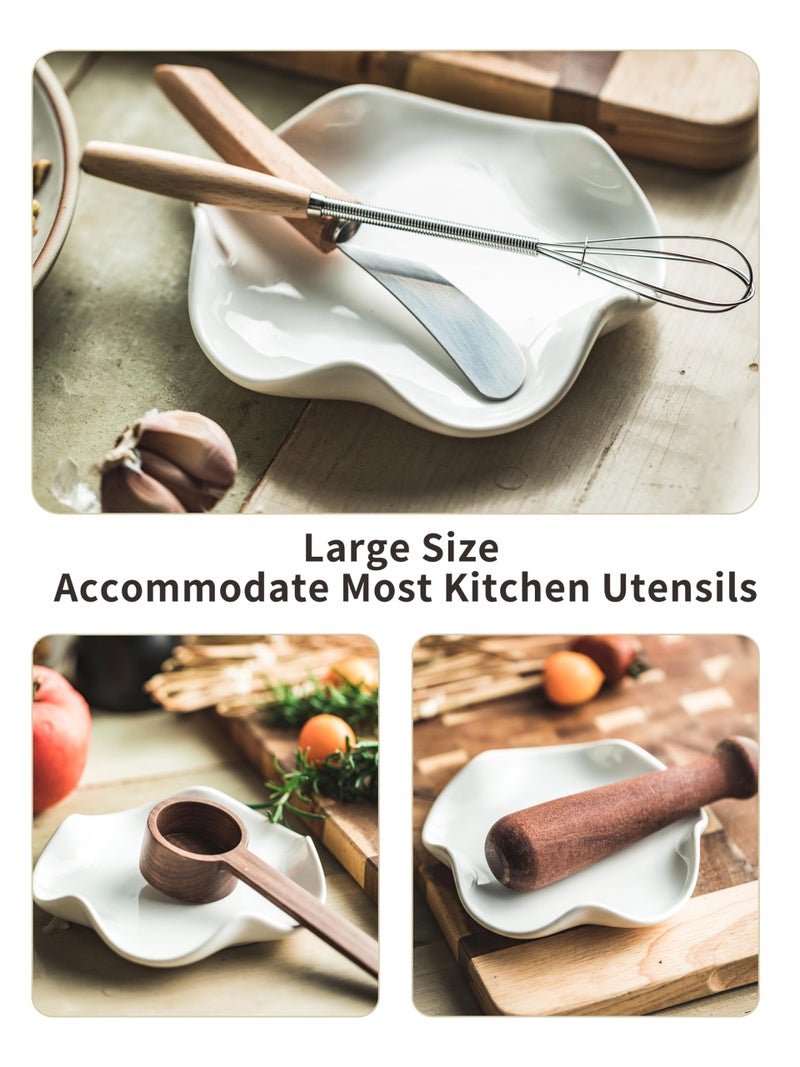 Cormomu Spoon Rest for Stove Top  5.2 "" Ceramic Spoon Holder for Kitchen Countertop  Coffee Spoon Rest  Large Cooking Spatula Holder for Spoons  Ladles or Tongs  Housewarming  Christmas Gifts  White - Image 5